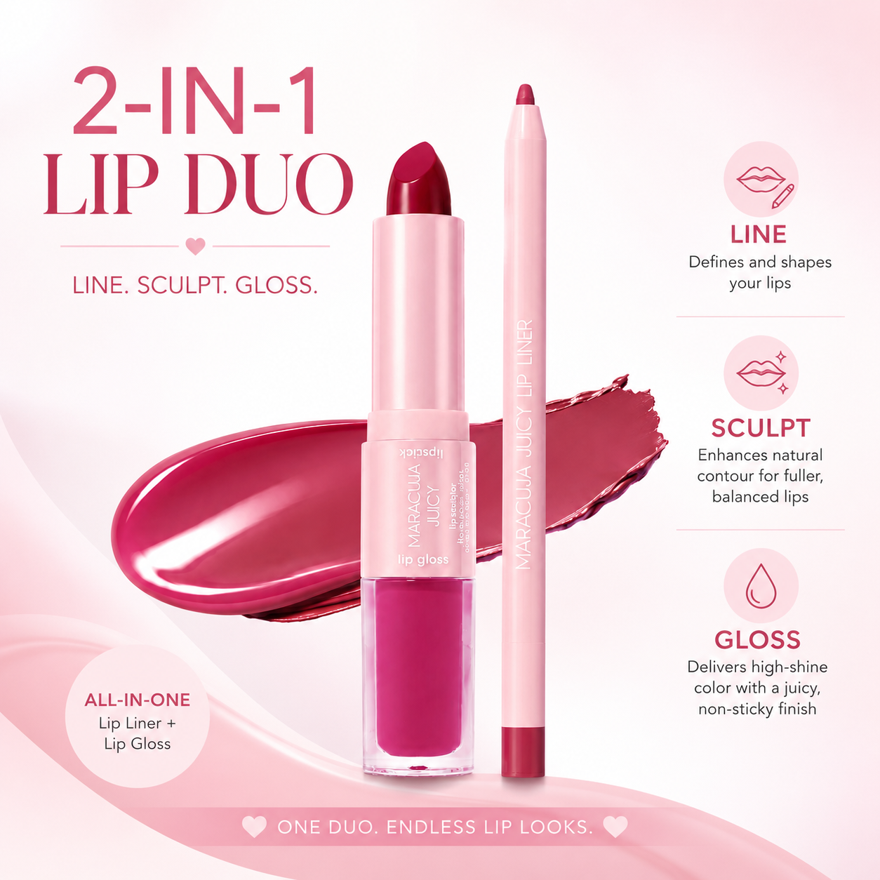 lip sculptor & liner - 3-in-1 lip combo: lip liner, lipstick & lip gloss