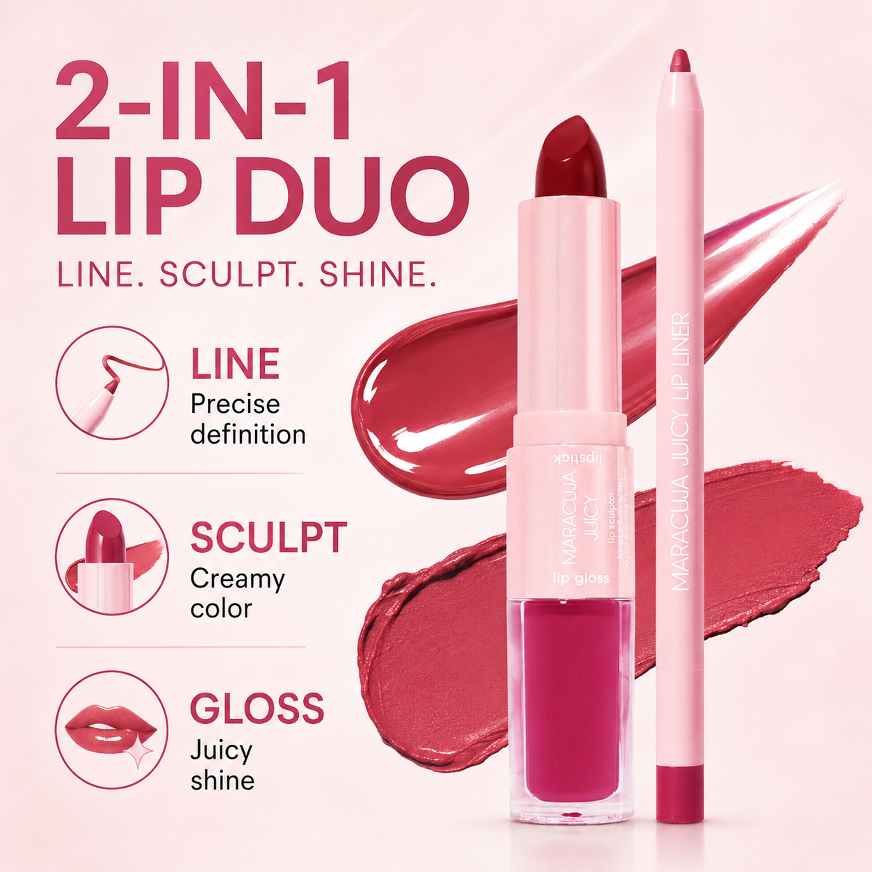 lip sculptor & liner - 3-in-1 lip combo: lip liner, lipstick & lip gloss