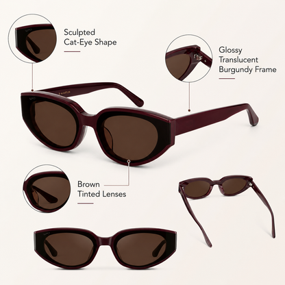 Modern Flat-Lens Cat-Eye Sunglasses Eyewear Shades