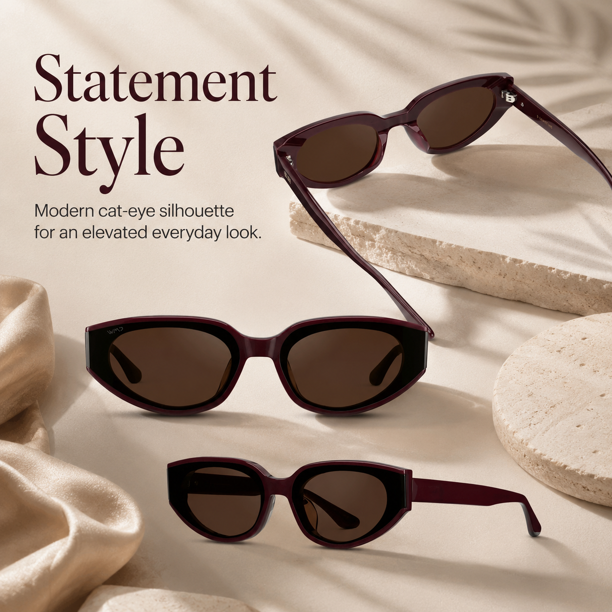 Modern Flat-Lens Cat-Eye Sunglasses Eyewear Shades