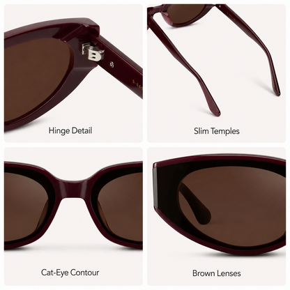 Modern Flat-Lens Cat-Eye Sunglasses Eyewear Shades
