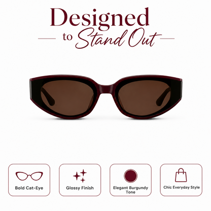 Modern Flat-Lens Cat-Eye Sunglasses Eyewear Shades