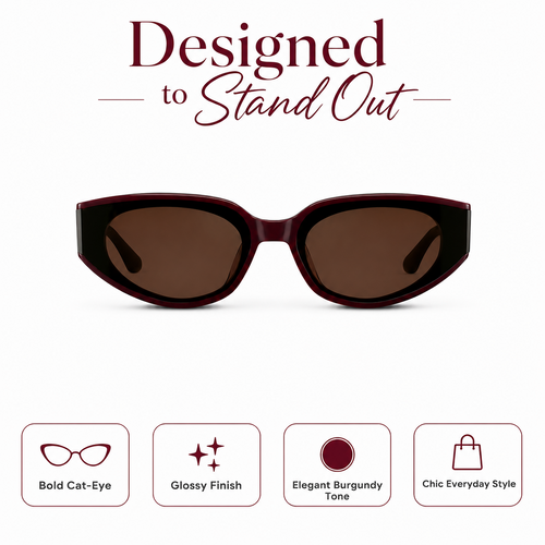 Modern Flat-Lens Cat-Eye Sunglasses Eyewear Shades