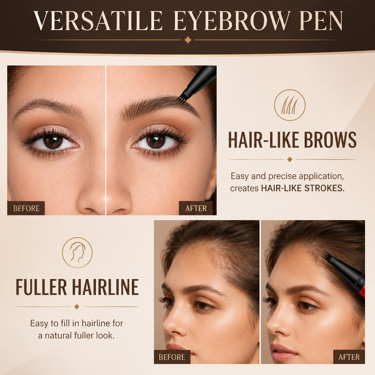 2-Pack 4-Tip Microblading Brow Pens – Waterproof & Smudge-Resistant